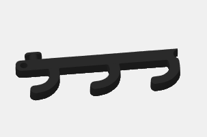 Rendered black multi-hook rail accessory