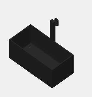 Rendered black storage bin with a Toyota bed rail hanger